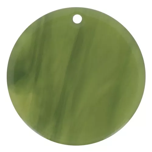 30 mm round pendant in transparent acetate - Marbled Olive x1