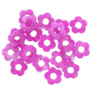 14mm Opaque resin flower beads - Marbled Magenta x4