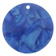 30mm Round transparent acetate pendant - Royal Blue Pearl x1