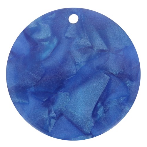 30mm Round transparent acetate pendant - Royal Blue Pearl x1