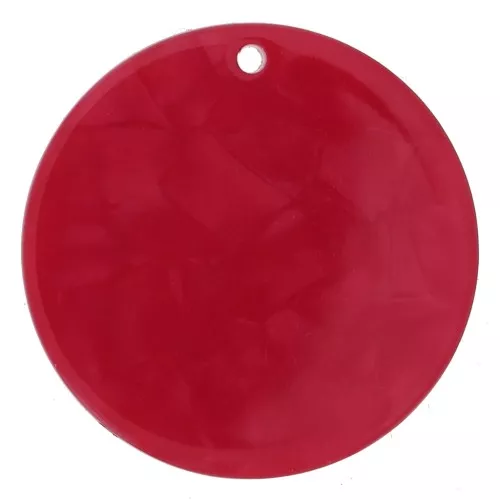 30 mm round transparent acetate pendant - Red Marble x1