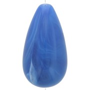 30x16mm opaque resin Pear bead - Royal blue marbled x1