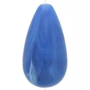 Perle poire en résine opaque 30x16 mm - Bleu royal marbré x1