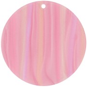 40mm Round opaque acetate pendant - Striped Multi-rose pearl x1