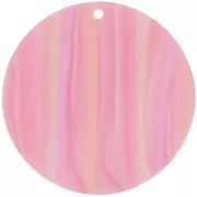 40mm Round opaque acetate pendant - Striped Multi-rose pearl x1