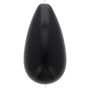30x16mm opaque resin Pear bead - Black x1