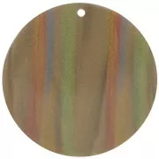 40mm Round opaque acetate pendant - Striped Multi-brown pearl x1
