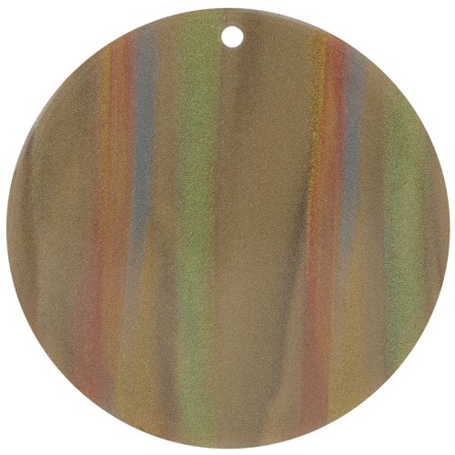40mm Round opaque acetate pendant - Striped Multi-brown pearl x1