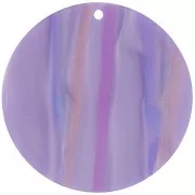 40mm Round opaque acetate pendant - Striped Multi-violet pearly x1