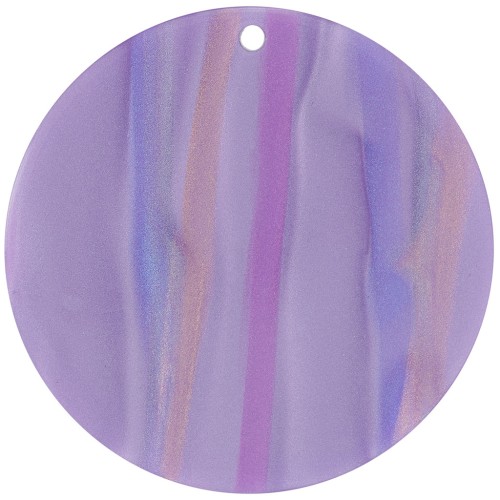 40mm Round opaque acetate pendant - Striped Multi-violet pearly x1