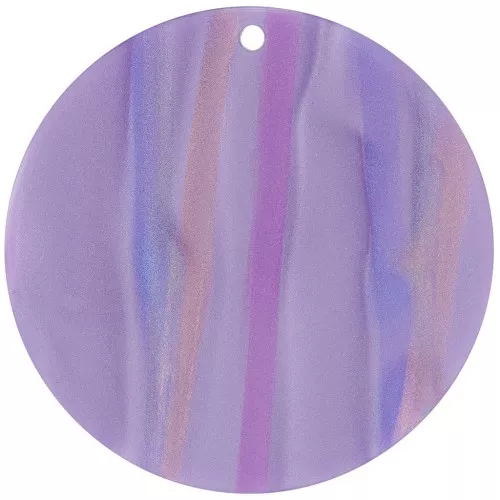 40mm Round opaque acetate pendant - Striped Multi-violet pearly x1