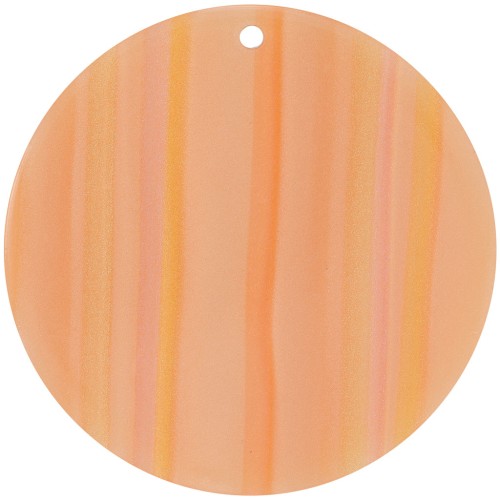 40mm Round opaque acetate pendant - Striped Multi-orange pearly x1