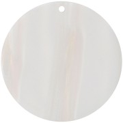 40mm Round opaque acetate pendant - Striped Multi-White Pearl x1