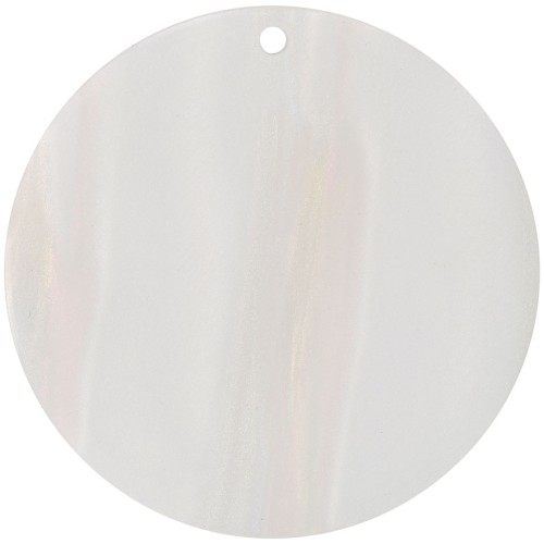 40mm Round opaque acetate pendant - Striped Multi-White Pearl x1