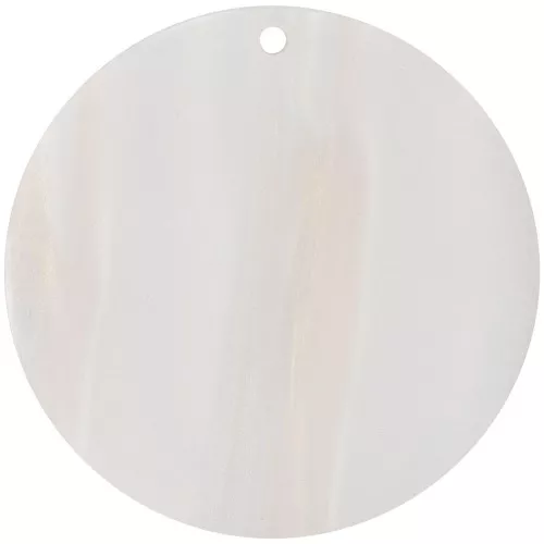 40mm Round opaque acetate pendant - Striped Multi-White Pearl x1