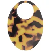 45x32mm Oval acetate pendant - Tortoiseshell - Brown - Black x1