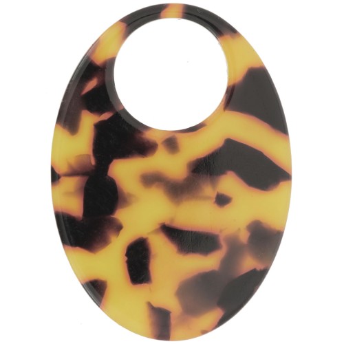 45x32mm Oval acetate pendant - Tortoiseshell - Brown - Black x1