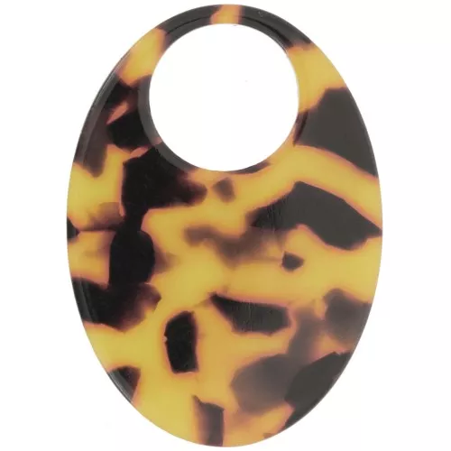 45x32mm Oval acetate pendant - Tortoiseshell - Brown - Black x1