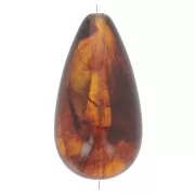 26x14mm opaque resin Pear bead - Marbled amber x1