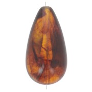 Pear bead in translucent resin 26x14 mm - Marbled amber x1
