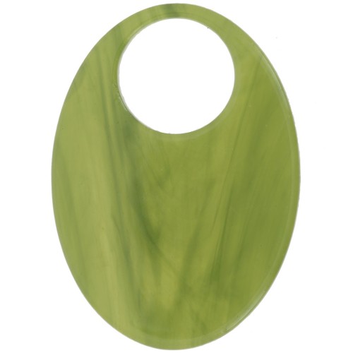 45x32mm Oval transparent acetate pendant - Marbled Olive x1