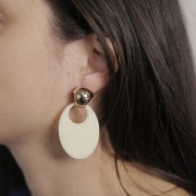 45x32mm Oval transparent acetate pendant - Marbled Olive x1