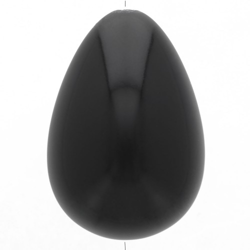 31x22mm opaque resin Pear bead - Black x1