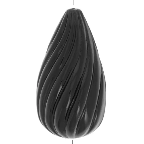 26x14mm Twisted pear bead in opaque resin - Black x1