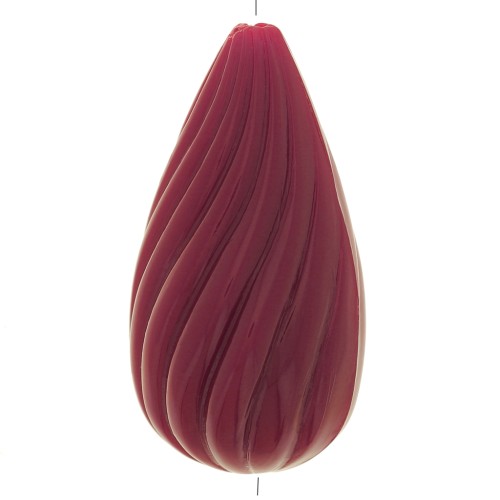 26x14mm Twisted pear bead in opaque resin - burgundy x1