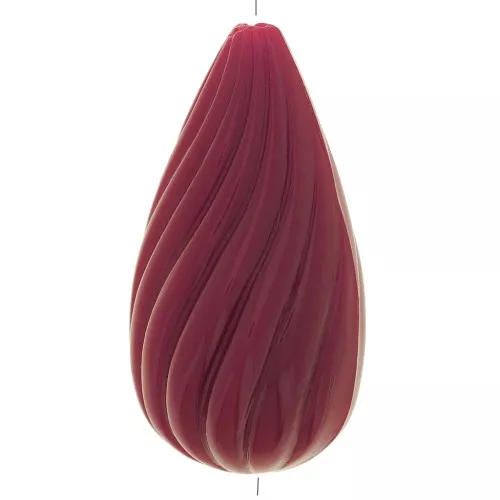 26x14mm Twisted pear bead in opaque resin - burgundy x1