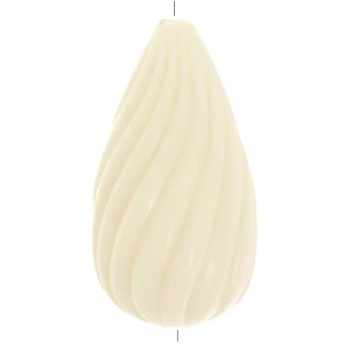 26x14mm Twisted pear bead in opaque resin - Ecru x1