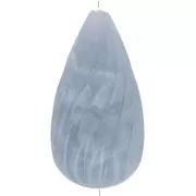 26x14mm Twisted pear bead in opaque resin - Blue-grey marbled x1