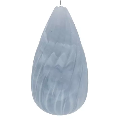 26x14mm Twisted pear bead in opaque resin - Blue-grey marbled x1
