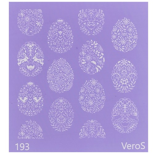 90x90mm Silk Screen VeroS for polymer clay - Flowery Easter eggs n°193