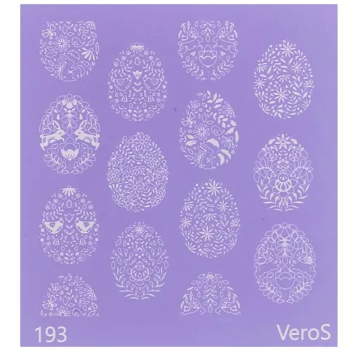 90x90mm Silk Screen VeroS for polymer clay - Flowery Easter eggs n°193