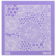 90x90mm Silk Screen VeroS for polymer clay - Big flowers pattern n°032 x1