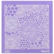 90x90mm Silk Screen VeroS for polymer clay - Big flowers pattern n°032 x1