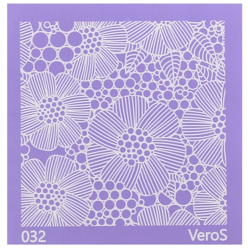 90x90mm Silk Screen VeroS for polymer clay - Big flowers pattern n°032 x1