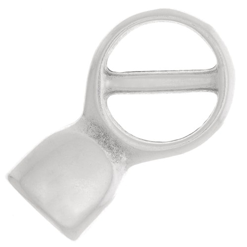 Metal buckle clasp for 5 mm flat cord - Antique fine silver plating x1