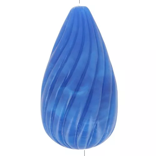 26x14mm Twisted pear bead in opaque resin - Royal blue marbled x1