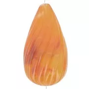 Perle poire torsadée en résine translucide 26x14 mm - Abricot marbré x1
