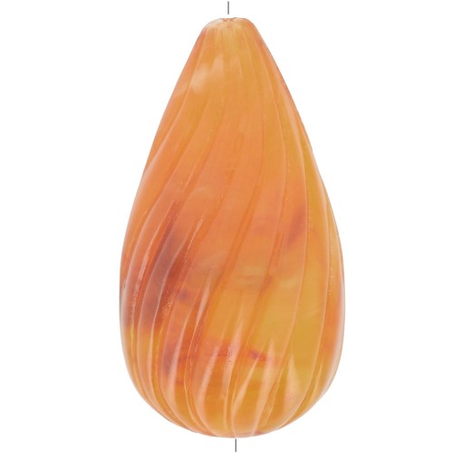 26x14mm Twisted pear bead in opaque resin - Apricot marble x1