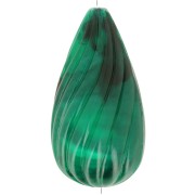 26x14mm Twisted pear bead in opaque resin - Dark green marbled x1