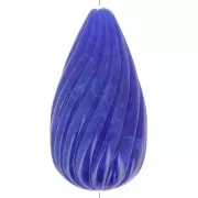 26x14mm Twisted pear bead in opaque resin - Marbled navy blue x1