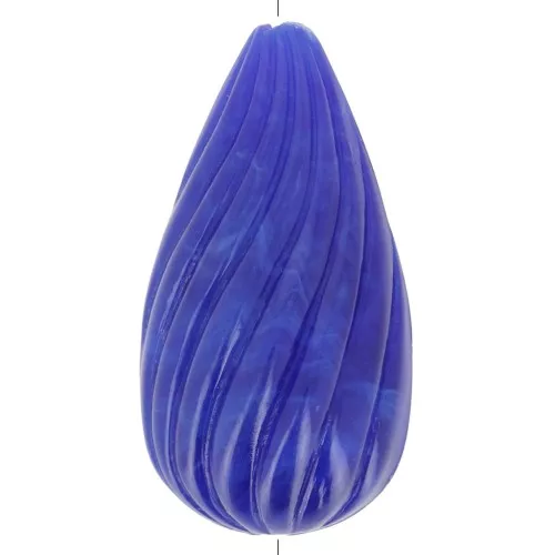 26x14mm Twisted pear bead in opaque resin - Marbled navy blue x1