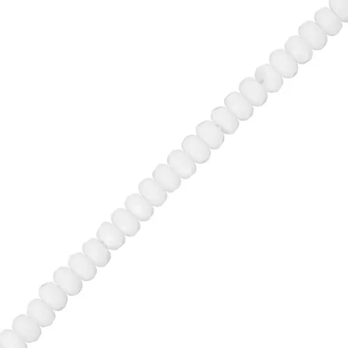 Round flattened faceted beads 4x2.5 mm - Opaque White x12.5cm
