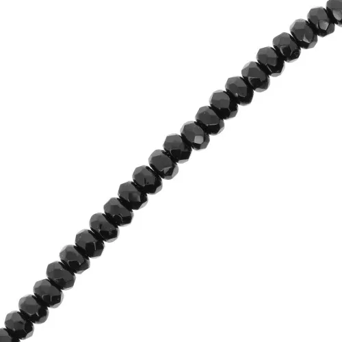 Faceted flattened round beads 4x2.5 mm - Jet x12.5cm