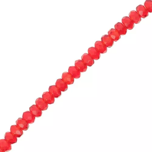 Round flattened faceted beads 4x2.5 mm - Light Siam x12.5cm