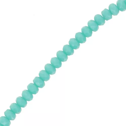 Round flattened faceted beads 4x2.5 mm - Green Turquoise x12.5cm