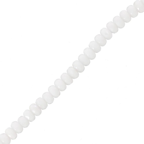 Round flattened faceted beads 4x2.5 mm - Opaque White AB x12.5cm